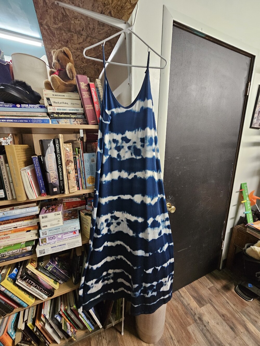 Women's Tie-Dye Navy and White Slip Dress
